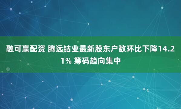 融可赢配资 腾远钴业最新股东户数环比下降14.21% 筹码趋向集中